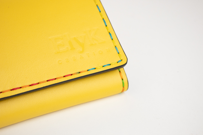 Portofel dama din piele naturala, personalizabil, Eva, galben (cusatura colorata) [5]