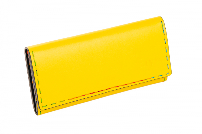 Portofel dama din piele naturala, personalizabil, Eva, galben (cusatura colorata) [1]