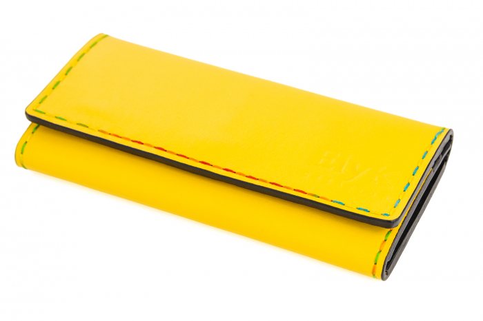 Portofel dama din piele naturala, personalizabil, Eva, galben (cusatura colorata) [2]