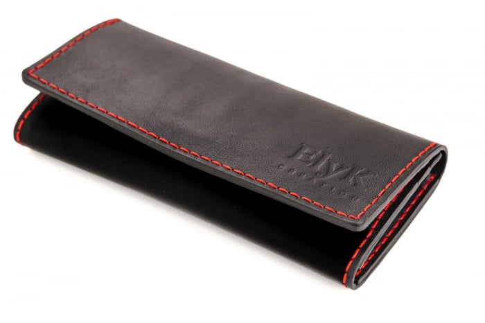 Portofel dama din piele naturala, personalizabil, Eva, negru (cusatura rosie) [2]