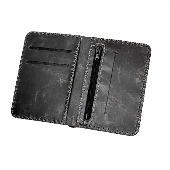 Portofel, personalizabil, din piele naturala, compartiment marunt, Jack 2 M, Gri [3]