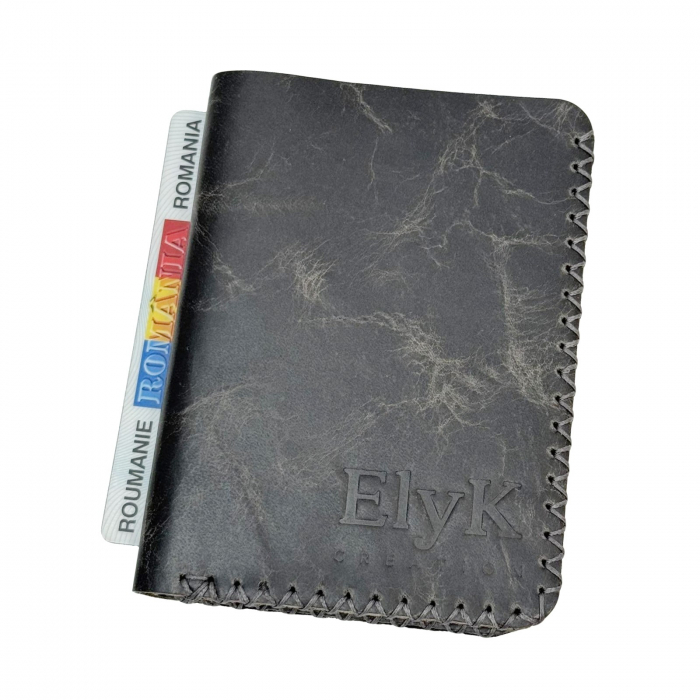 Portofel, personalizabil, din piele naturala, compartiment marunt, Jack 2 M, Gri [6]