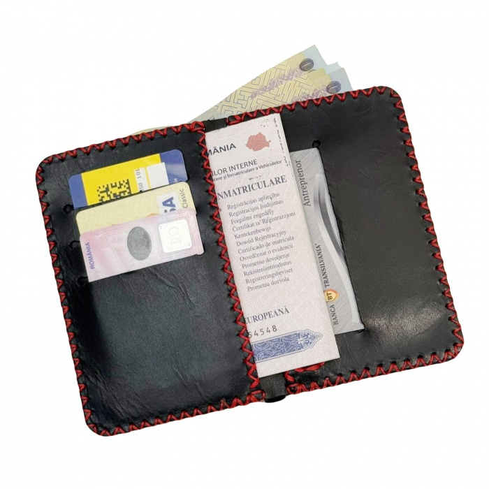 Portofel, din piele naturala, compartiment marunt, Jack 2 L, Negru antichizat [3]