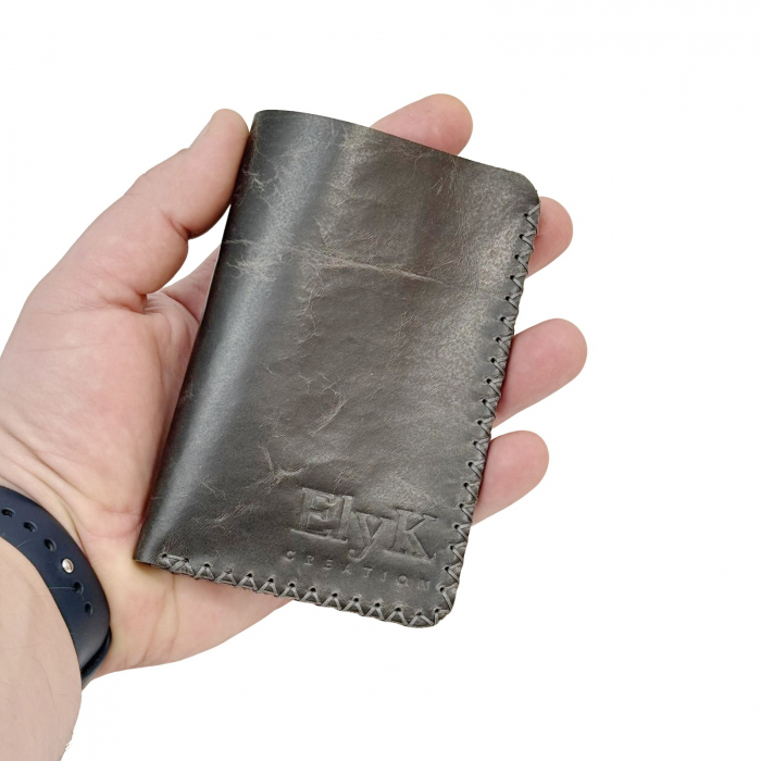 Portofel, din piele naturala, Jack 2 L, Gri antichizat [5]