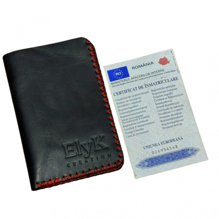 Portofel, personalizabil, din piele naturala, Jack L, Negru antichizat [4]