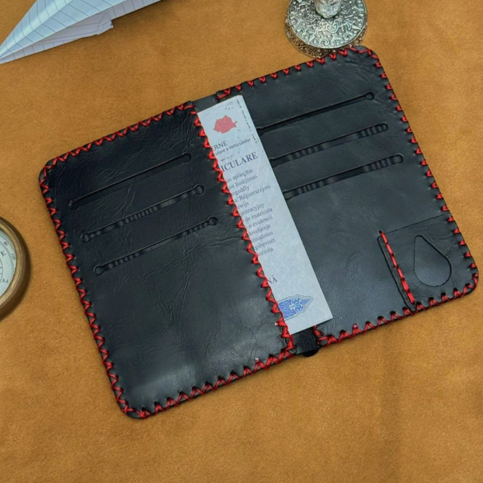 Portofel, personalizabil, din piele naturala, Jack L, Negru antichizat [10]