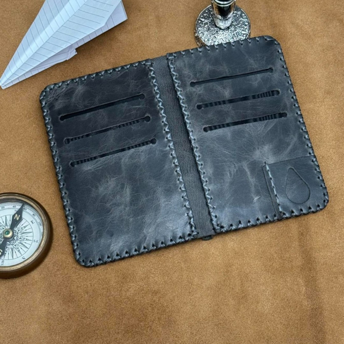 Portofel, personalizabil, din piele naturala, Jack L, Gri antichizat [10]