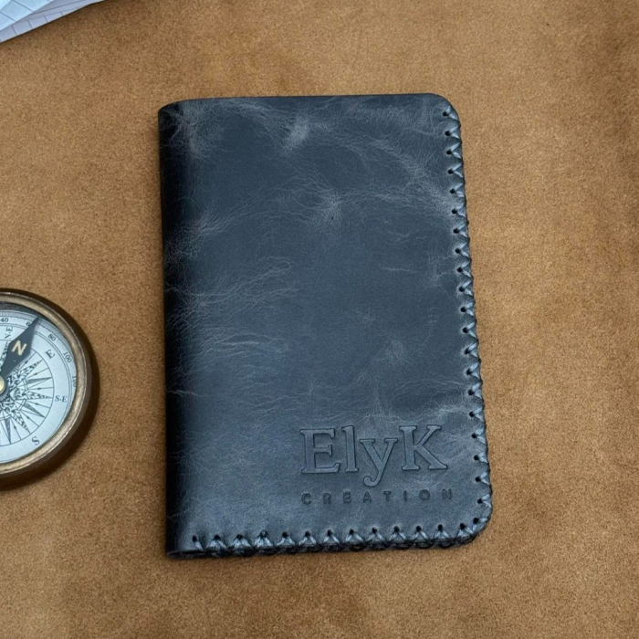 Portofel, personalizabil, din piele naturala, Jack L, Gri antichizat [4]