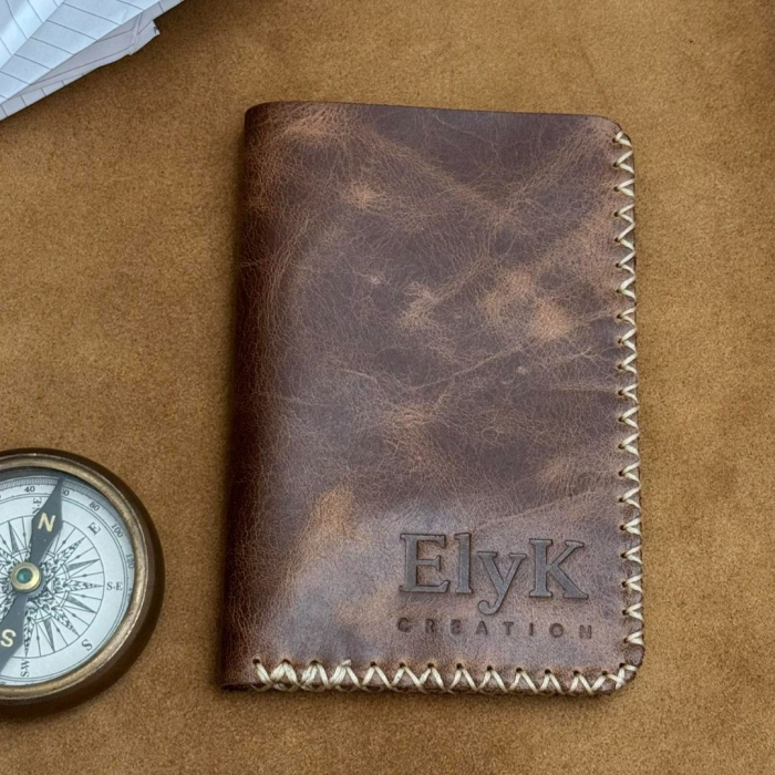 Portofel, personalizabil, din piele naturala, Jack L, Maro antichizat [2]