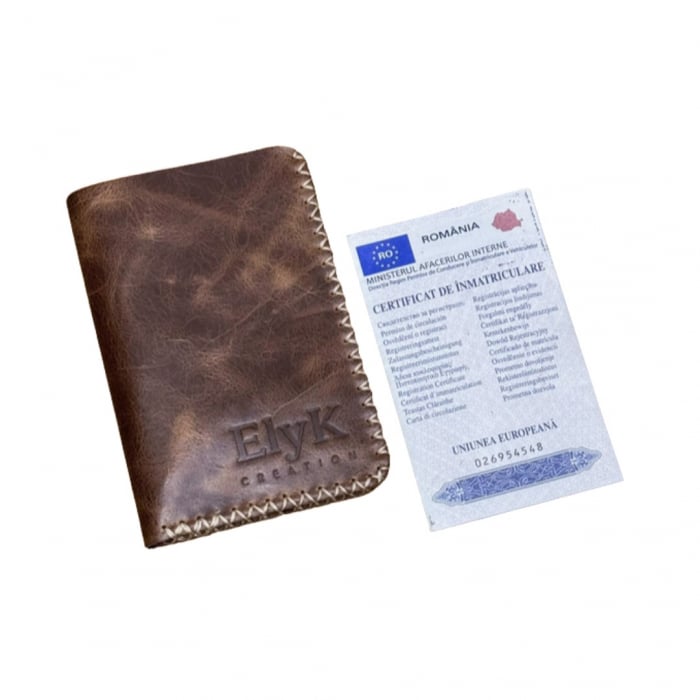 Portofel, personalizabil, din piele naturala, Jack L, Maro antichizat [1]