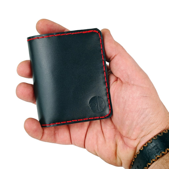 Portofel din piele naturala, Odin, negru cu rosu [3]