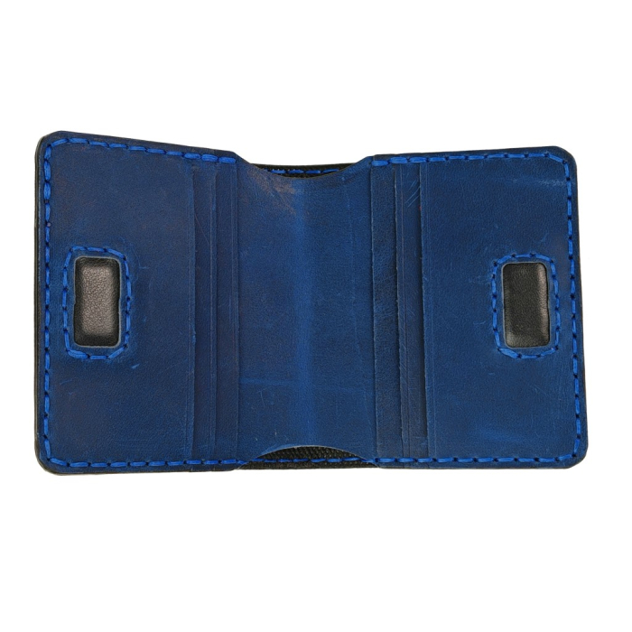 Portofel din piele naturala, Odin, negru cu albastru [3]