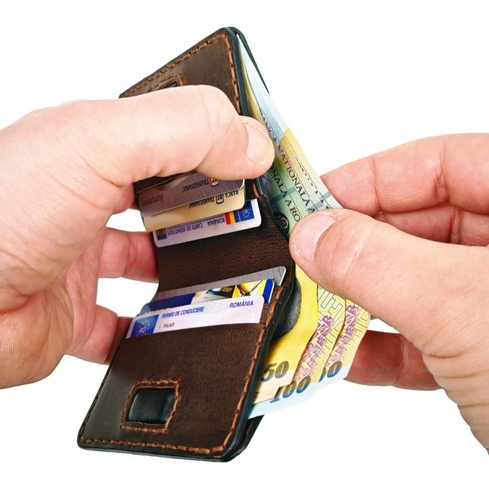 Portofel din piele naturala, Odin, negru cu maro [6]