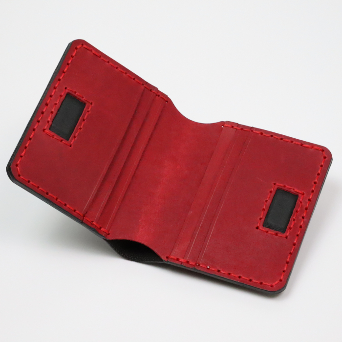 Portofel din piele naturala, personalizabil, Odin, negru cu rosu [7]