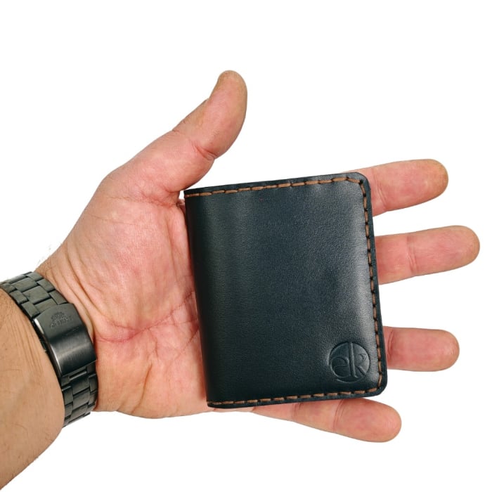 Portofel din piele naturala, personalizabil, Odin, negru cu maro [6]