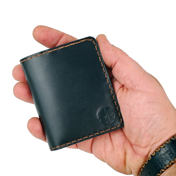 Portofel din piele naturala, personalizabil, Odin, negru cu maro [1]