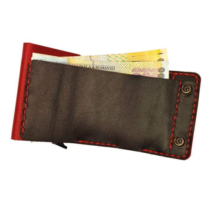 Portofel din piele naturala, Zeno, rosu, protectie RFID [3]