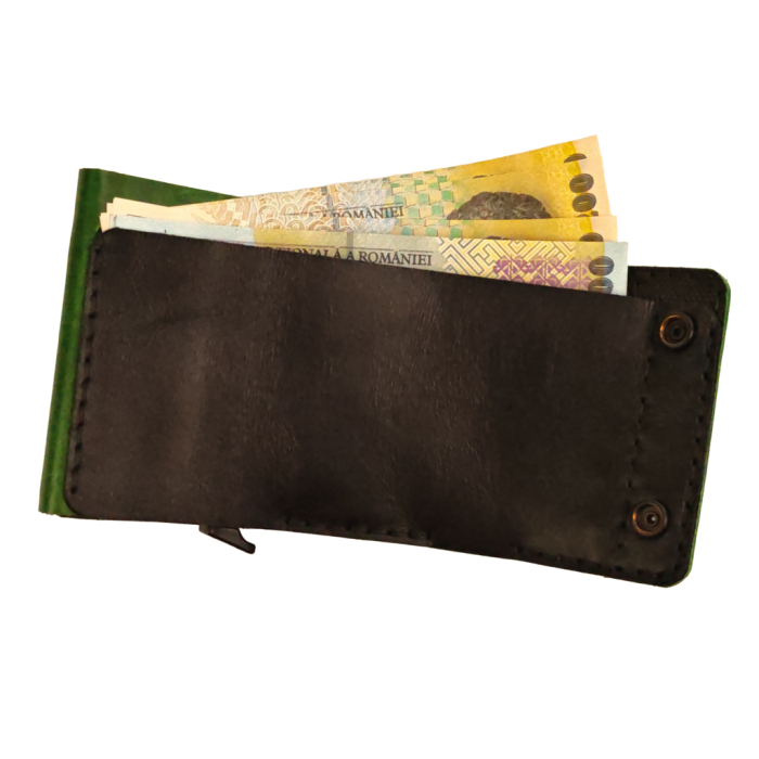 Portofel din piele naturala, personalizabil, Zeno, verde, protectie RFID [3]