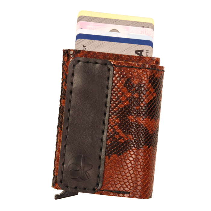 Portofel din piele naturala, Zeno, personalizabil, maro snake, protectie RFID [2]