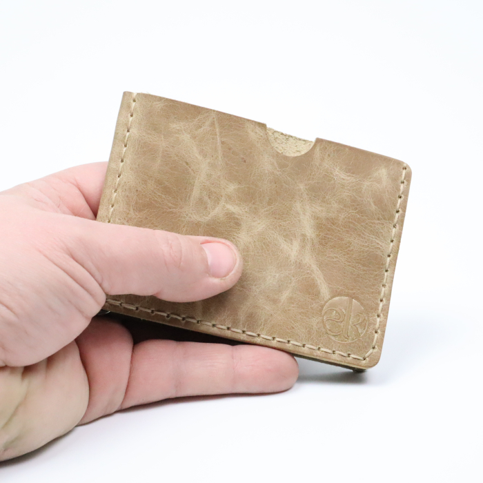 Portofel slim barbati din piele naturala, lucrat si cusut manual, Loki, handmade, Crem [4]