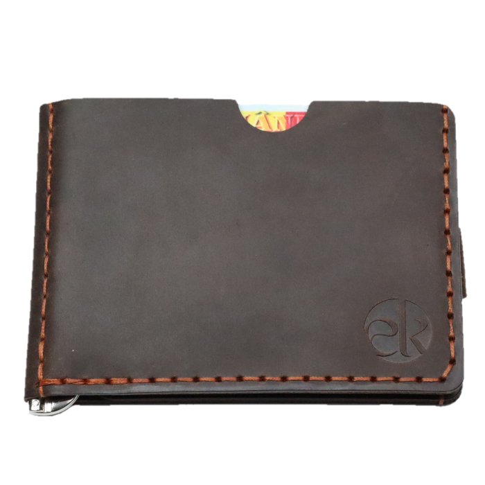 Portofel slim barbati din piele naturala, lucrat si cusut manual, Loki, handmade, Maro ( Crazy Horse ) [4]