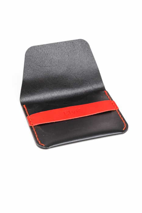 Portofel minimalist din piele naturala, lucrat si cusut manual, Hapi, Handmade, Negru, Produs in Romania [5]