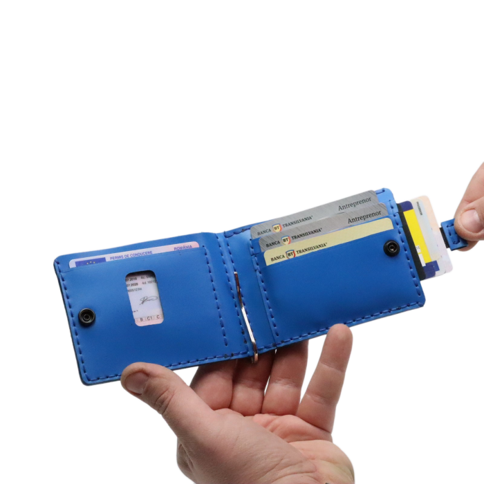 Portofel slim barbati din piele naturala, lucrat si cusut manual, Loki, handmade, Maro ( Crazy Horse ) [2]