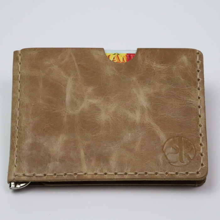 Portofel minimalist, personalizabil, din piele naturala, Loki, Crem, lucrat si cusut manual, handmade [6]