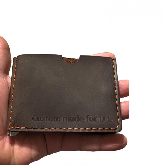 Portofel minimalist. personalizabil, din piele naturala, Loki, Negru Mat, lucrat si cusut manual, handmade [4]