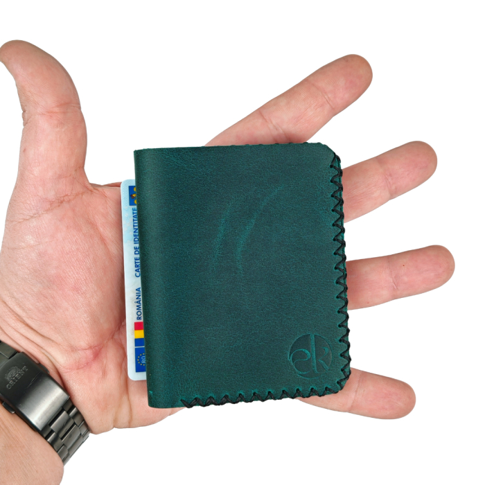 Portofel personalizabil barbati din piele naturala, Jack S, turcoaz [6]