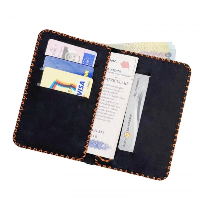 Portofel, personalizabil, din piele naturala, compartiment marunt, Jack 2 L, Negru [1]