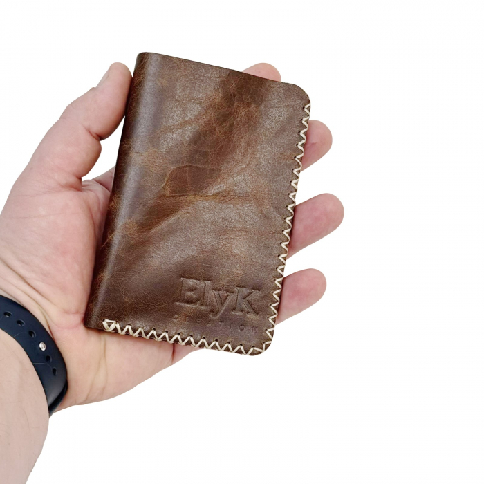 Portofel, din piele naturala, compartiment marunt, Jack 2 L, Maro [6]