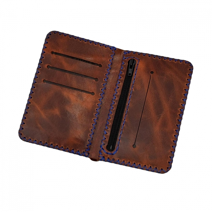 Portofel, personalizabil, din piele naturala, compartiment marunt, Jack 2 L, Maro-roscat [7]