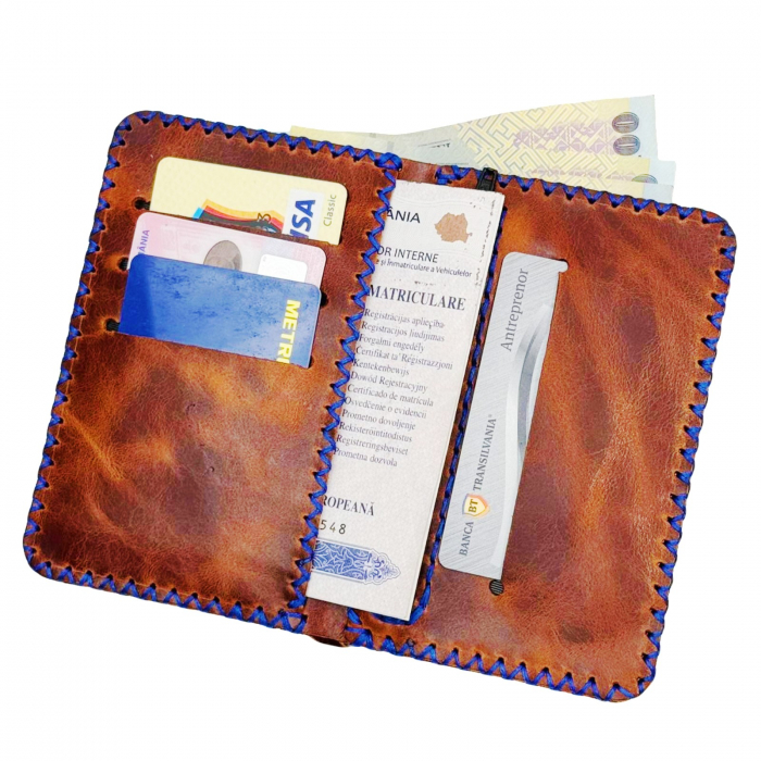 Portofel, personalizabil, din piele naturala, compartiment marunt, Jack 2 L, Maro-roscat [5]