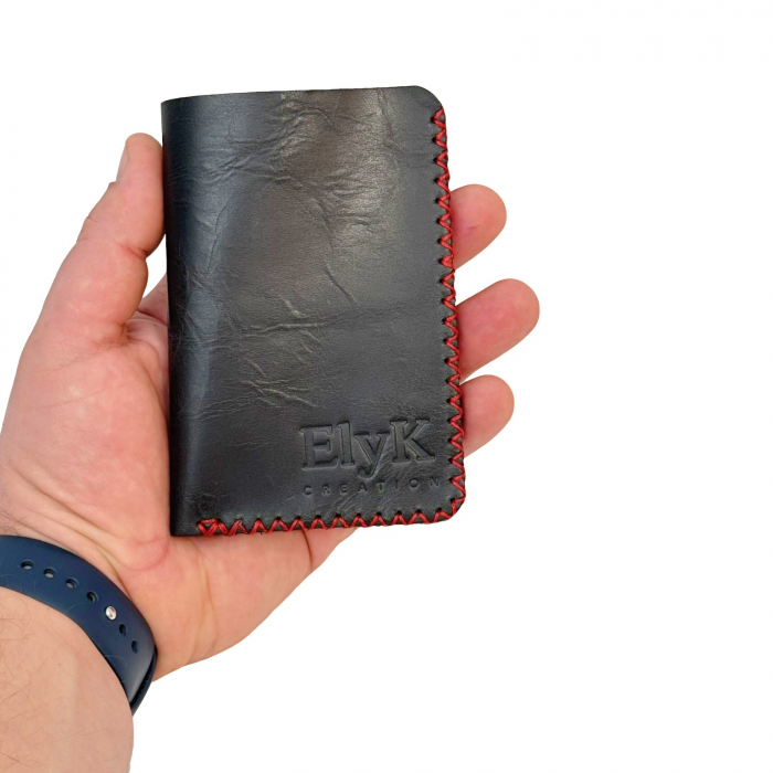 Portofel, personalizabil, din piele naturala, compartiment marunt, Jack 2 L, Negru antichizat [8]