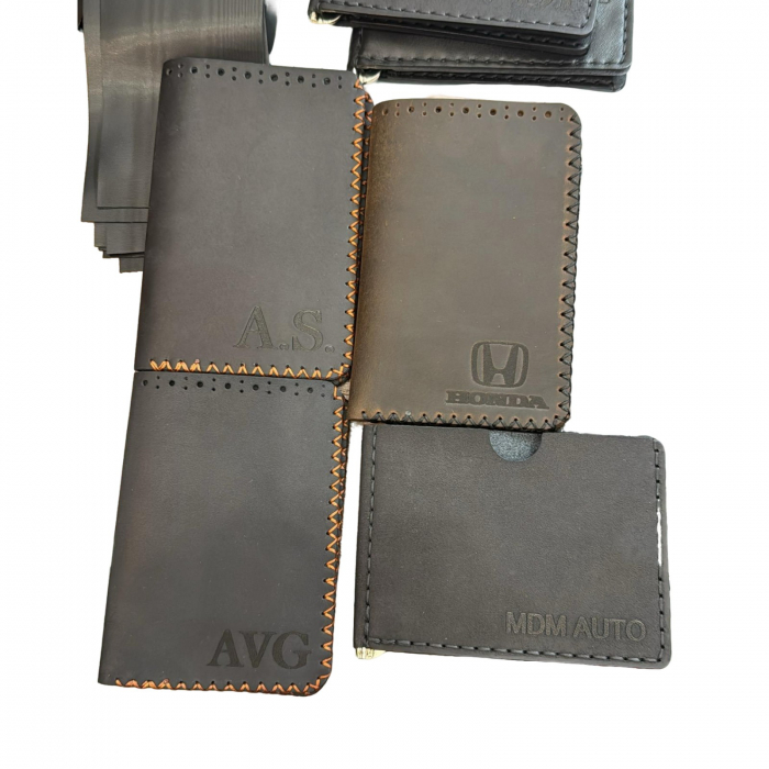 Portofel, personalizabil, din piele naturala, compartiment marunt, Jack 2 M, Gri [5]