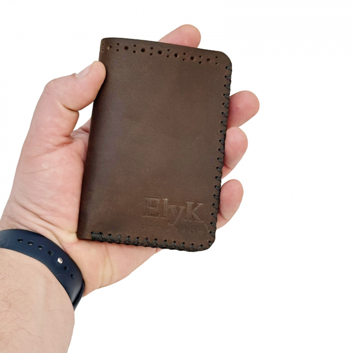 Portofel, personalizabil, din piele naturala, compartiment marunt, Jack 2 M, Maro [7]