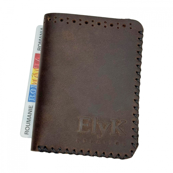 Portofel, personalizabil, din piele naturala, compartiment marunt, Jack 2 M, Maro [1]