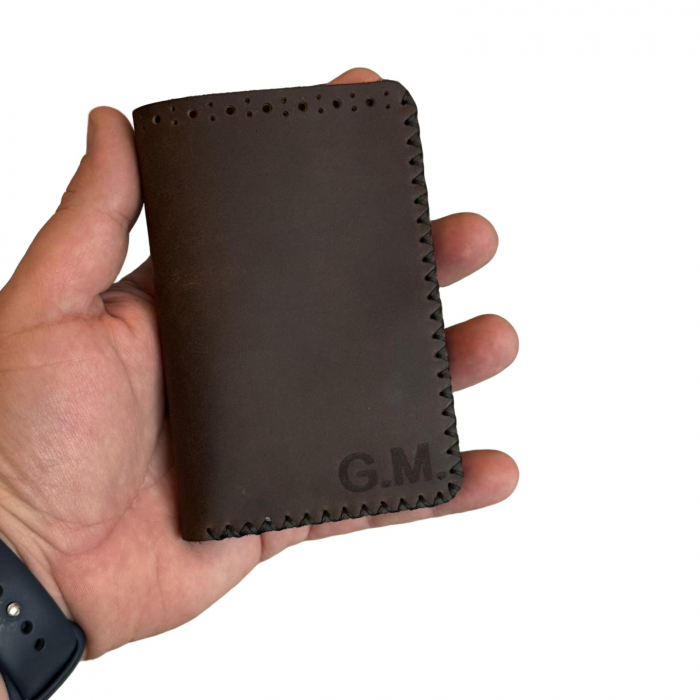 Portofel, personalizabil, din piele naturala, compartiment marunt, Jack 2 M, Maro [4]