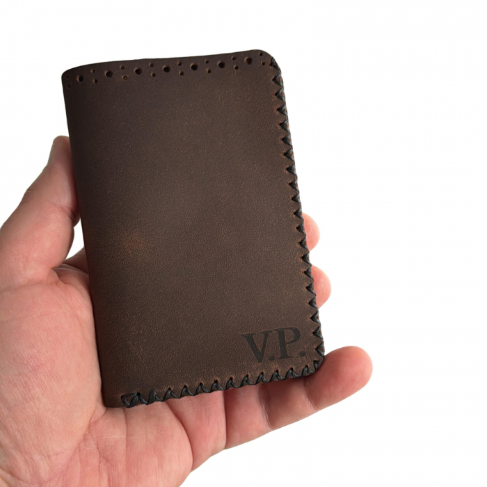 Portofel, personalizabil, din piele naturala, compartiment marunt, Jack 2 M, Maro [3]