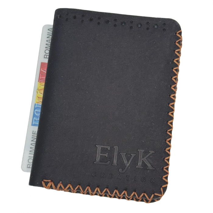 Portofel, personalizabil, din piele naturala, compartiment marunt, Jack 2 M, Negru [6]