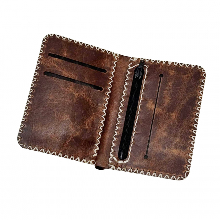 Portofel, personalizabil, din piele naturala, compartiment marunt, Jack 2 M, Maro antichizat [2]