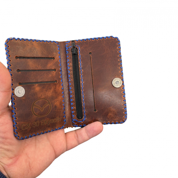 Portofel, personalizabil, din piele naturala, compartiment marunt, Jack 2 M, Maro-roscat [3]