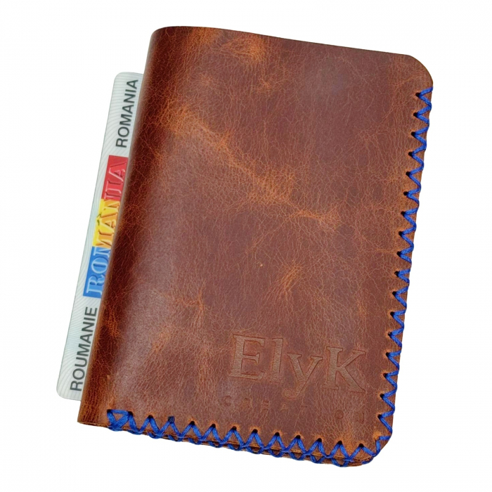 Portofel, personalizabil, din piele naturala, compartiment marunt, Jack 2 M, Maro-roscat [6]