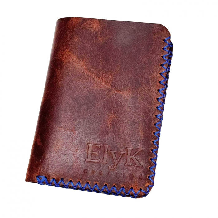 Portofel, personalizabil, din piele naturala, compartiment marunt, Jack 2 M, Maro-roscat [5]