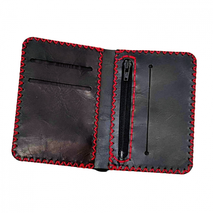 Portofel, personalizabil, din piele naturala, compartiment marunt, Jack 2 M, Negru antichizat [4]