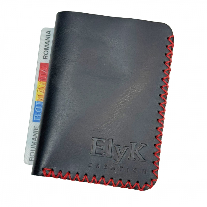 Portofel, personalizabil, din piele naturala, compartiment marunt, Jack 2 M, Negru antichizat [7]