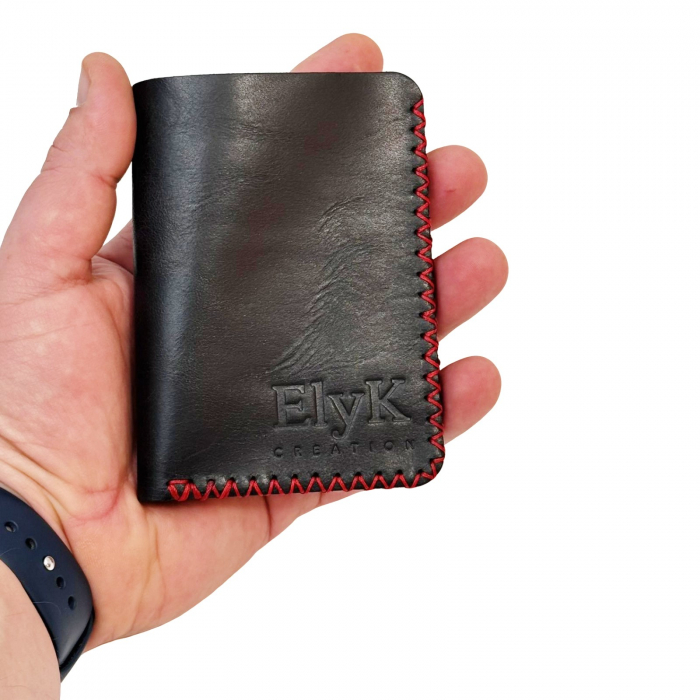 Portofel, personalizabil, din piele naturala, compartiment marunt, Jack 2 M, Negru antichizat [5]