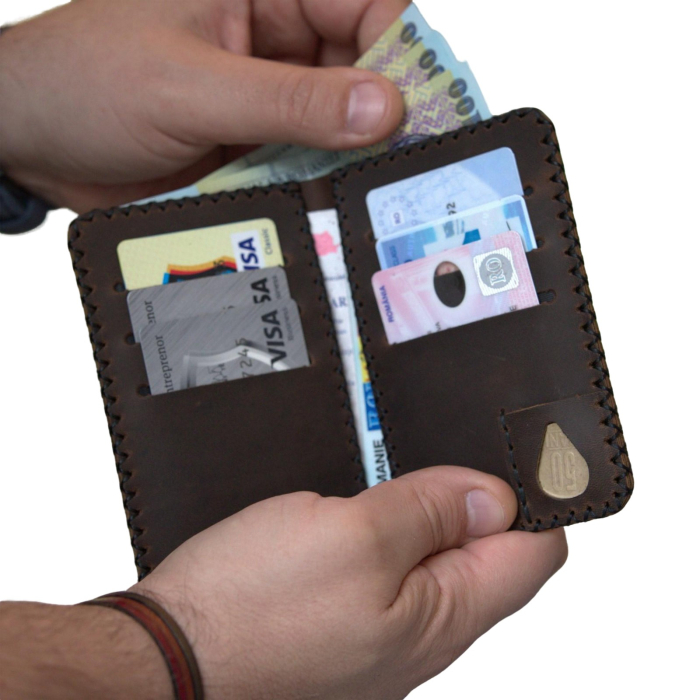 Portofel, personalizabil, din piele naturala, Jack L, Maro [2]