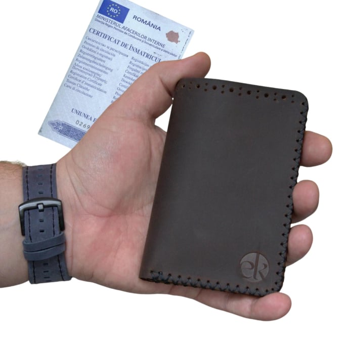 Portofel, personalizabil, din piele naturala, Jack L, Maro [1]